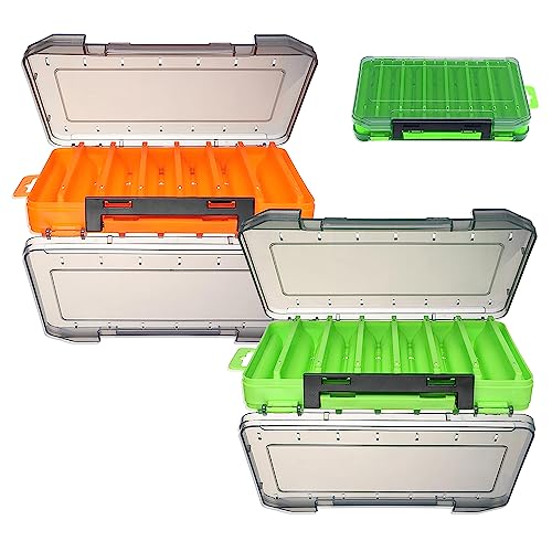 Aoreun Haken Köderbehälter, 2 Stück Plastikbox Angelbox Köderbox 19,5x13,2x3,5cm Wasserdicht Fishing Tackle Box mit Löchern für die Aufbewahrung von Drehgelenken Jiges Haken Sinker von Aoreun