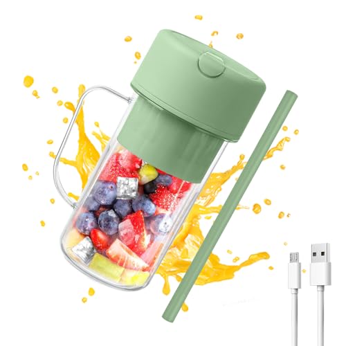 Aoreun Tragbarer Mixer, 500ml Mixer Smoothie Maker mit 6 Klingen, Tragbarer Mixer für Smoothies und Shakes, Portable Blender Smoothie Maker USB Standmixer to go für Sport, Reisen und Küche- Grün von Aoreun