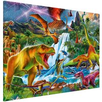 Magnettafel Kinderzimmer - Dinosaurier Im Urzeitgewitter | Memoboard Magnetisch Magnetboard Wandtafel Wandbilder Kinder Kind von ApalisHOME