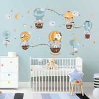 Wandtattoo Kinderzimmer - Tiere in Ballons Wolken Sterne Set | Süß Wandsticker Mädchen Baby Wandaufkleber Wanddeko Kinder Jungen von ApalisHOME