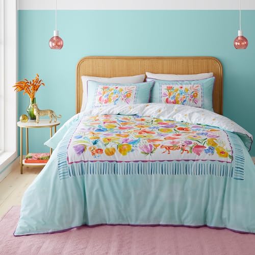 Appletree Style – Festival – Bettbezug-Set aus 100% Baumwolle – Kingsize-Bett – zartes Blau von Appletree