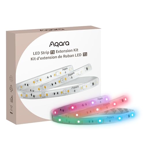 Aqara LED Streifen T1 Erweiterungsset, Erfordert LED Streifen T1 (Separat Erhältlich), 1M RGBIC LED Erweiterung mit 16 Millionen Farben/Einstellbarem Weiß/Farbverlaufseffekten (1 Packung) von Aqara