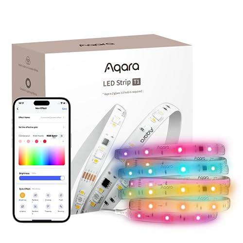 Aqara LED Streifen T1 mit Matter, ERFORDERT Zigbee 3.0 HUB, 2M RGBIC LED mit 16 Millionen Farben/einstellbarem Weiß/Farbverlaufseffekten, Unterstützt Apple Home, Google Home und Alexa von Aqara