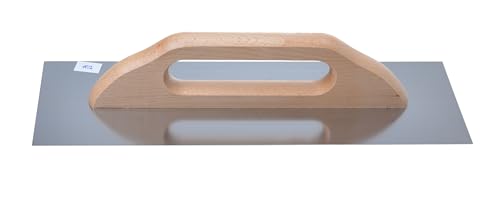 Aqbau® Glättkelle Schweizer Glättekelle 380x130 mm Aufziehplatte Glätter Rostfrei Edelstahl Holz von Aqbau