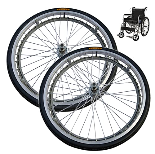 Aqkgtj Rollstuhl-Hinterrad 24 Zoll (Paar), pneumatischer Hinterrad-Ersatz für manuellen Rollstuhl, rutschfeste Rollstuhlrad-Montage, Lager 14 mm, schwarz von Aqkgtj