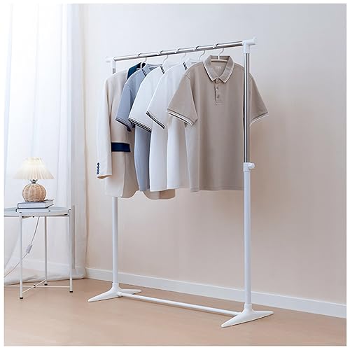 Kleiderständer höhenverstellbar, Tragbarer Kleiderstange zum Aufhängen von Kleidung, Freistehende Garderobenständer für Schlafzimmer, Waschküche, Weiß, 100×40×(80-160) cm von Aqkgtj