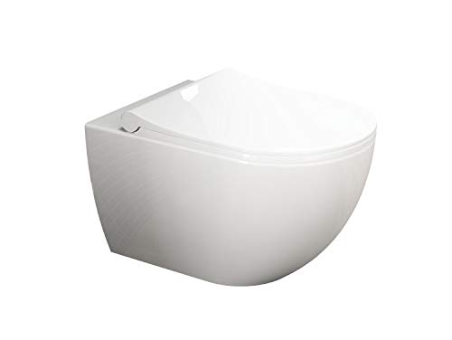Aqua Bagno | Hänge-WC Spülrandlos, Keramik Toilette mit Softclose-Funktion, Wandmontage, Tiefspüler WC | 51 cm lang von Aqua Bagno