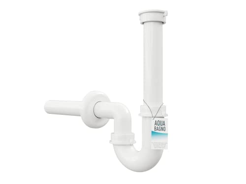 Aqua Bagno Siphon - Röhrengeruchsverschluss - Sifon für waschbecken - Kunststoff weiss - 1 1/4 Zoll - dn 32mm - flexibel einstellbar von Aqua Bagno