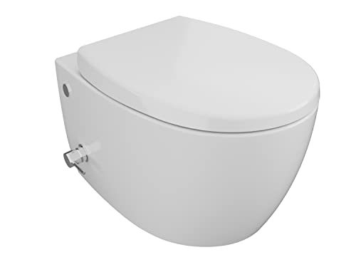 Aqua Bagno | Taharet Toilette mit Dusch-WC, Toilette mit Bidet-Funktion/Duschfunktion, Hänge-WC, Wand-WC | 51 cm lang von Aqua Bagno