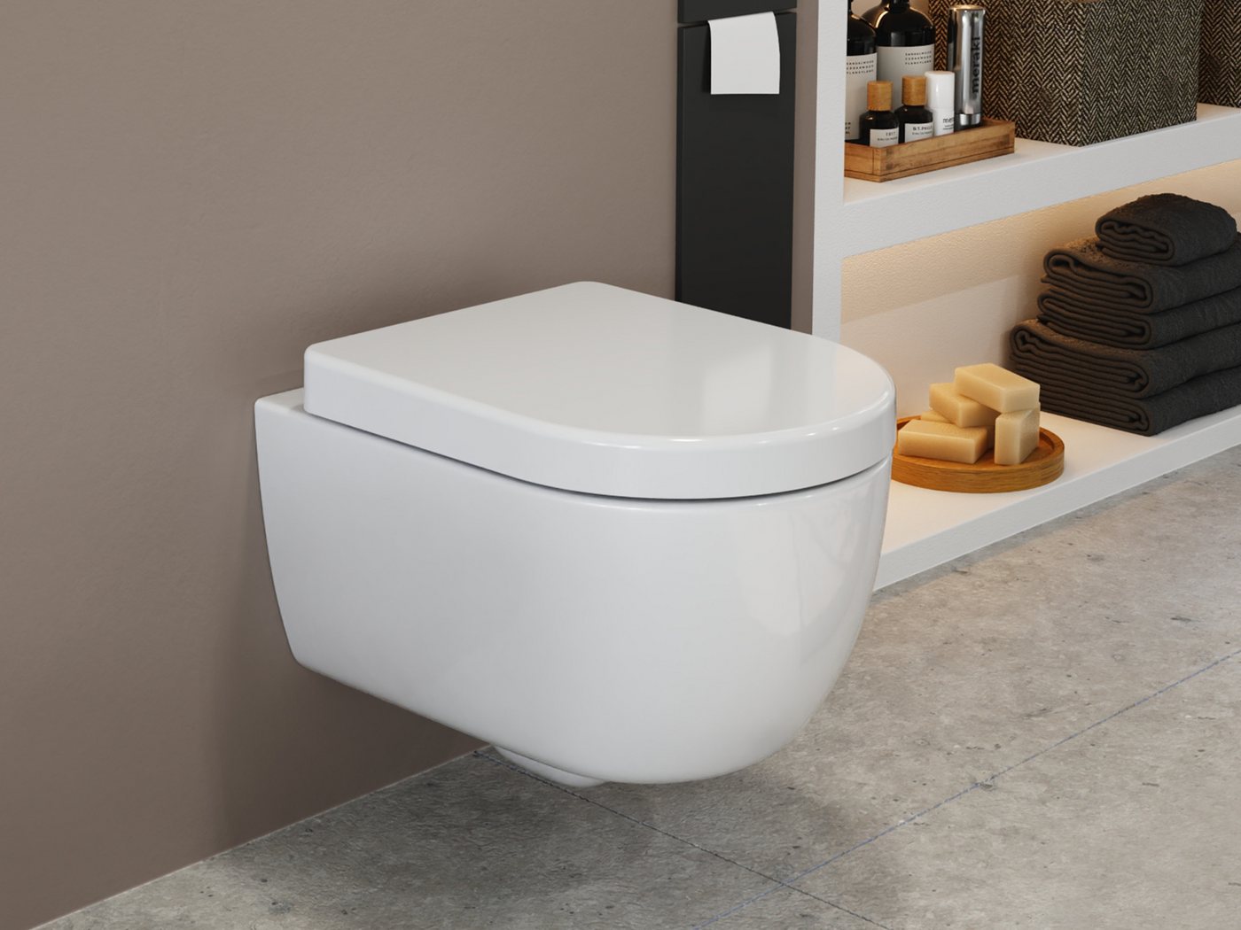 Aqua Bagno Tiefspül-WC Aqua Bagno ALPHA spülrandloses Design Hänge WC Spülrandlos Toilette von Aqua Bagno