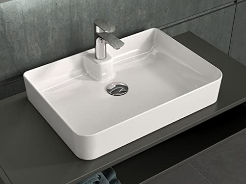 Aqua Bagno | Waschbecken, Design Aufsatzwaschbecken, Waschtisch, aus Keramik, Handwaschbecken | 50x35cm | Weiß von Aqua Bagno