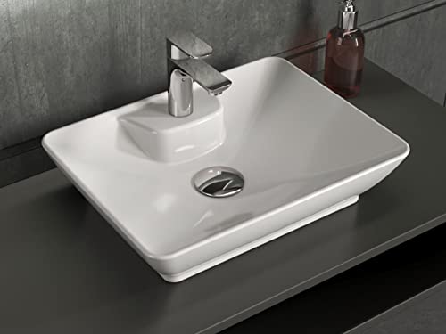 Aqua Bagno | Waschbecken, Design Aufsatzwaschbecken, Waschtisch, aus Keramik, Handwaschbecken | 52x40cm | Weiß von Aqua Bagno