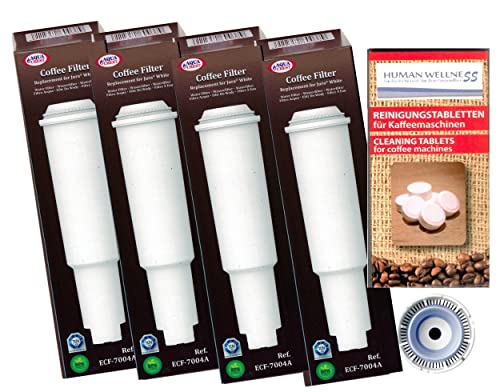 4 x Filterpatronen kompatibel mit Jura white Impressa + 10 Reinigungstabletten Tabs von AquaCrest