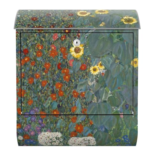 Arcondo Design Briefkasten mit Motiv und Zeitungsfach Gustav Klimt Bauerngarten mit Sonnenblumen von Arcondo