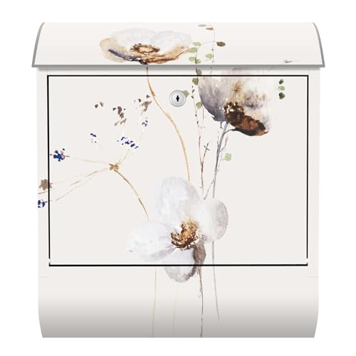 Arcondo Design Briefkasten mit Motiv und Zeitungsfach Loose Watercolor Flowers von Arcondo