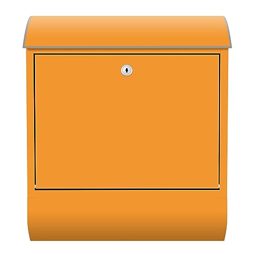 Arcondo Design Briefkasten mit Motiv und Zeitungsfach Unifarbe Mango von Arcondo