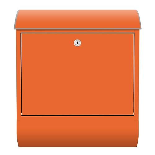 Arcondo Design Briefkasten mit Motiv und Zeitungsfach Unifarbe Orange von Arcondo