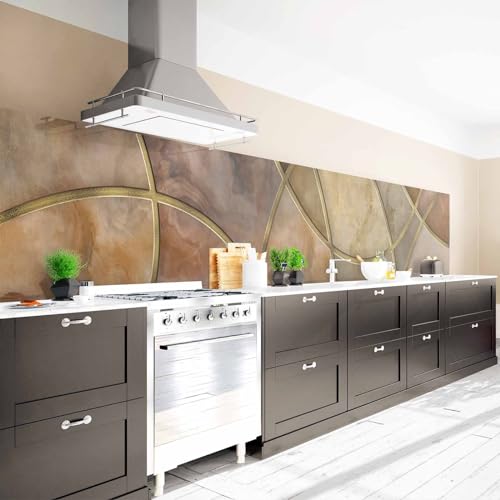 Arcondo Küchenrückwand Spritzschutz Selbstklebend mit Motiv Eklektischer Marmor in Sepia Folie Premium Matt 50 x 50 cm von Arcondo