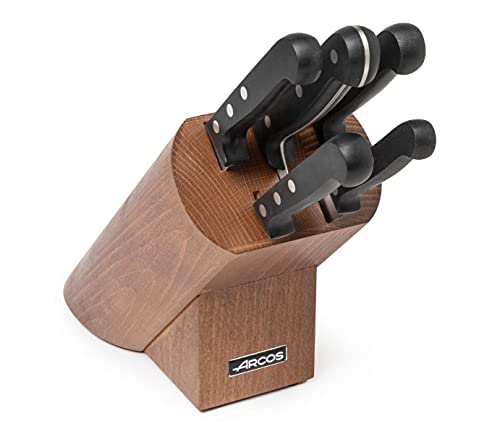 Arcos Serie Universal - Geschenkbox Küchenmesser-Set 5 Stück (5 Messer) - Klinge Nitrum Edelstahl - HandGriff Polyoxymethilen (POM) - Kiefernholzblock von Arcos