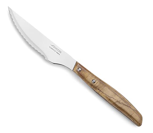 Arcos Table Messer - Steakmesser Tafelmesser - Klinge Nitrum Edelstahl 110 mm - HandGriff Pack-holz Farbe Braun von Arcos