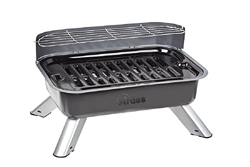 ARDES - ARBBQ01 Rauchfreier Elektrogrill BRASERO FEET, BBQ Elektro-Doppelgrill XXL mit Spritzschutz und Windschutz, Tragbarer Elektro-Balkongrill für Innen- oder Außenbereich von Ardes