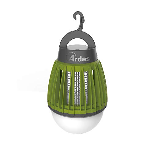 Ardes AR6S02L ZAPPY Moskitonetz Entladung kompakt tragbar mit LED-Licht und Glühbirne 100 Lumen Kaltlicht hängend Ideal Camping Terrasse Boot Strand Grün von Ardes