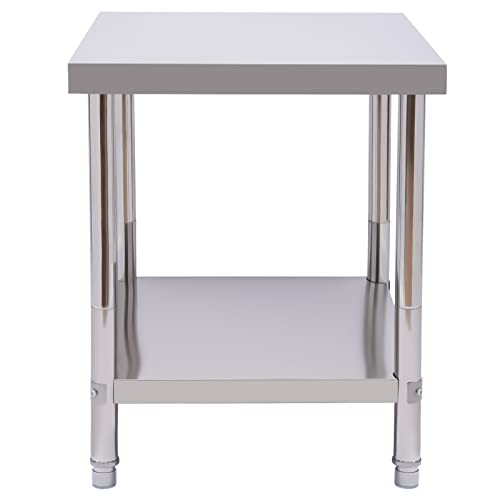 Areao Catering Arbeitstisch, Küchentische Vorbereitungstisch Arbeitstisch Edelstahl, 2 Böden Lebensmittelzubereitung Tisch Mit Rädern, kommerzielle Arbeitstisch für Küche Bar Restaurant 60x45x80cm von Areao