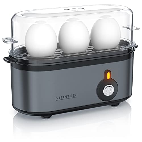 Arendo - Edelstahl Eierkocher Threecook - Egg Cooker - EIN AUS-Schalter - Wählbarer Härtegrad - 210 W - 1-3 Eier - GS - BPA-frei von Arendo