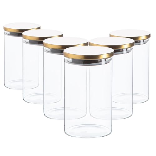 Argon Tableware Scandi -Aufbewahrungsgläser Mit Metallic Deckel - 1L - Gold - Pack Von 6 von Argon Tableware