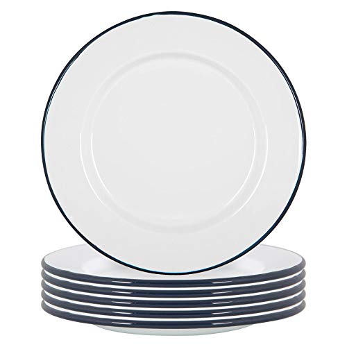 Argon Tableware Weiße Emaille -Dinner -Teller - 25,5cm - Marine - Pack Von 12 von Argon Tableware