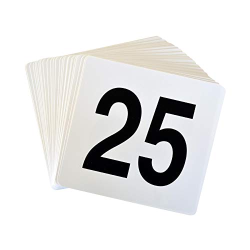 Tischnummer-Set - Kunststoffkarten - Zahlen 1 bis - 25 - beidseitig bedruckt von Argon Tableware
