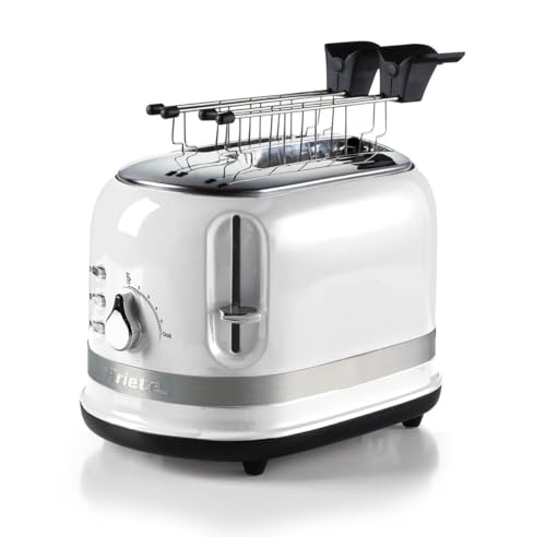 Ariete 149/01 Moderner 2-Scheiben-Toaster mit Zange, automatischer Auswurf, Krümelschublade, Auftau- und Heizfunktion, 6 Bräunungsstufen, 800 W, weiß von Ariete