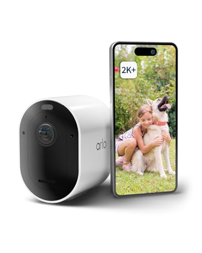 Arlo Pro 5 Überwachungskamera Aussen WLAN, 2K+ HDR Video, Kabellos, Verbesserte Farbnachtsicht, 160° Blickwinkel, Spotlight, 2-Wege Audio, Alarm Sirene + Arlo Secure Testzeitraum, Weiß von Arlo