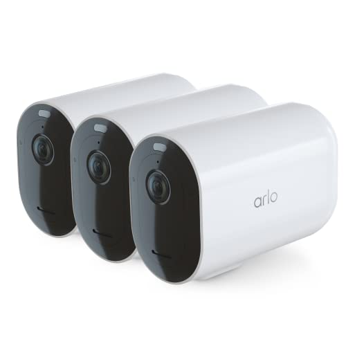 Arlo Pro4 XL 2K IP Überwachungskamera Außen 3er Set, 12-Monate Akkulaufzeit, Kabellos, Licht, Farb-Nachtsicht, Bewegungsmelder, Sirene, Kein Hub Benötigt, mit Arlo Secure Testzeitraum von Arlo