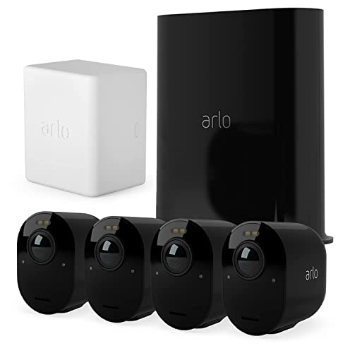 Arlo Ultra2 Überwachungskamera aussen und GRATIS Zusatz Akku Bundle, 4er Set - schwarz, Testzeitraum für Arlo Secure Plan von Arlo