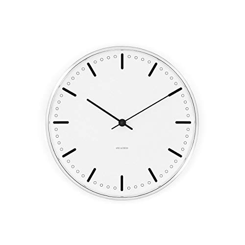 Arne Jacobsen Wanduhr Ø29 cm City Hall dänisches Design aus Aluminium, weiss von Arne Jacobsen