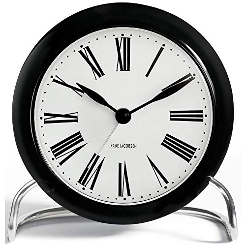 Rosendahl 43671 Arne Jacobsen Roman Tischuhr mit Alarm, Ø 11 cm, Schwarz/ Weiß von Arne Jacobsen