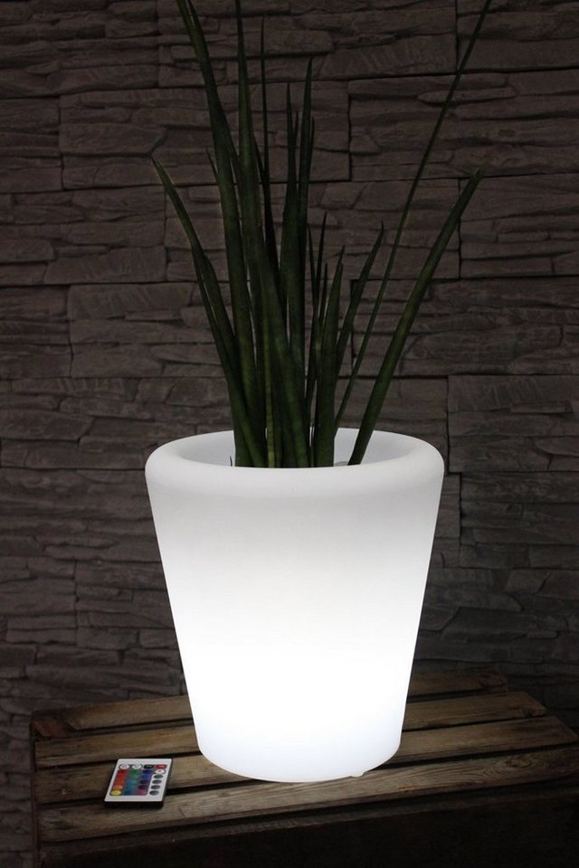 Arnusa Blumentopf beleuchteter LED Blumenkübel PL123 (Akku-Funktion), kabellos einsetzbar mit Fernbedienung und RGB Farbwechsel von Arnusa