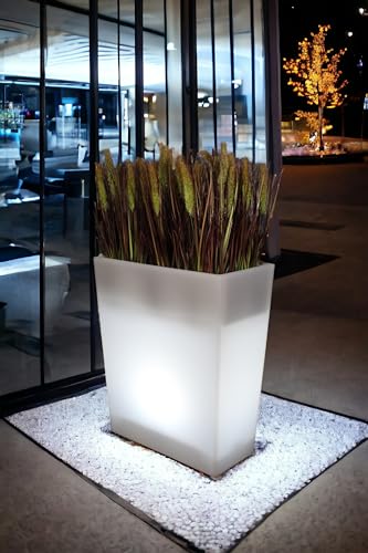 Großer LED Blumenkübel beleuchtet RGB mit Fernbedienung PL403S Pflanzkübel modern Blumentopf Akku und Netzkabel 70 x 59x 31 cm von Arnusa