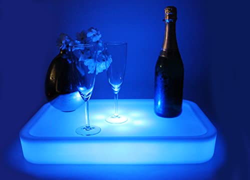 LED Serviertablett beleuchtet Tablett Bar 50x30 cm kabellos Akku mit Fernbedienung Farbwechsel Dekotablett Servierplatte von Arnusa