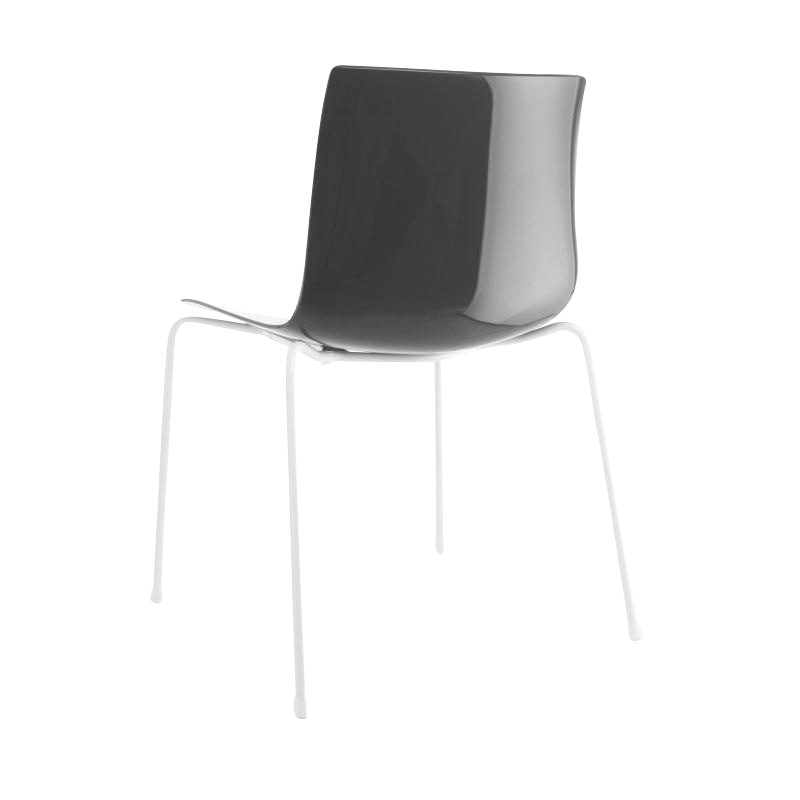 Arper - Catifa 46 0251 Stuhl zweifarbig Gestell weiß - weiß/schwarz/Außenschale glänzend/innen matt/Gestell weiß matt V12 von Arper