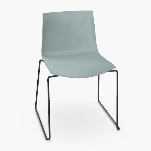 Arper - Catifa 46 0278 Stuhl einfarbig Kufe schwarz - petrol/Außenschale glänzend/innen matt/Gestell schwarz matt V39/neue Farbe von Arper
