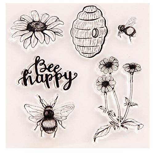 arriettycraft Biene Happy Flowers Daisy Clear Stamps for Card Making Decoration and DIY Scrapbooking von arriettycraft