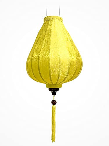 Art Saigon Lampion Asiatische Seide Gelb G - Durchmesser Ø 29 cm - Hoi An Laterne aus Stoff, Bambus und Holz - Vietnamesisches Kunsthandwerk und Asiatische Dekoration (Ref. G20-J) von Art Saigon