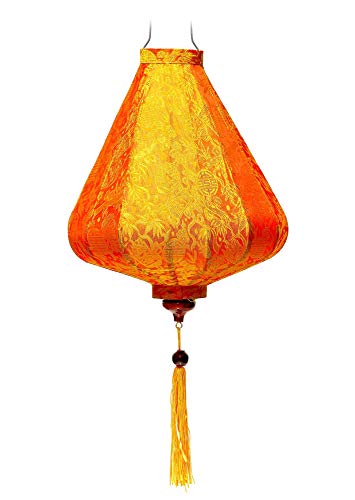 Asiatische Lampion aus Seide, orange, A, Durchmesser 35 cm, Vietnam-Handwerkskunst (Art.-Nr. A25-O) von Art Saigon
