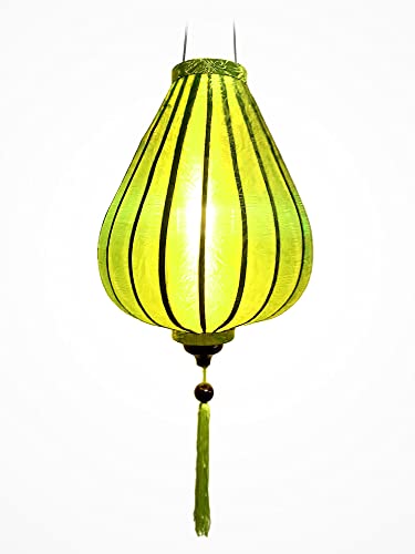 Art Saigon Lampion Asiatische Seide Grün G - Durchmesser Ø 33 cm - Hoi An Laterne aus Stoff, Bambus und Holz - Vietnamesisches Kunsthandwerk und Asiatische Dekoration (Ref. G25-V) von Art Saigon