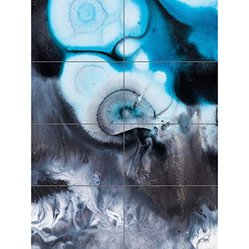 Abstract Swirl Paint Blue Grey XL Giant Panel Poster (8 Sections) Abstrakt Farbe Blau von Artery8