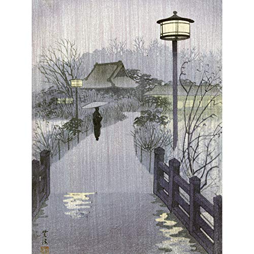 Kasamatsu Shiro Evening Rain Shinobazu Pond Japanese Extra Large XL Wall Art Poster Print Regen japanisch Wand Poster drucken von Artery8