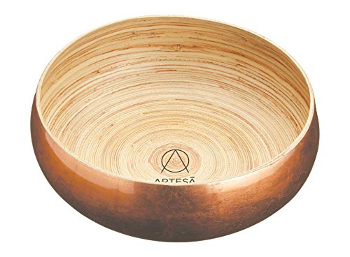 Artesà Schale aus Kupfer und Bambus, 26 cm, zum Servieren von Salat, Obst oder Brot von Artesa