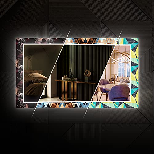 Artforma - 60x80 cm - Design Effekt Spiegel Wandspiegel mit LED Beleuchtung | Spiegel mit Lichtschalter - Badspiegel dekorativer - Individuell Nach Maß von Artforma